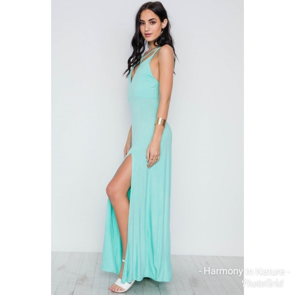 Seafoam Side Slit Maxi Dress - Picture 6 of 8